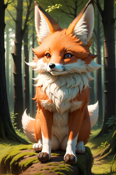 smart fox on the forest cute, high quality, 4k,