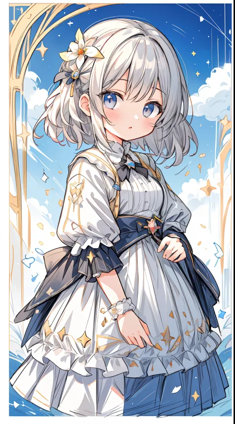 (masterpiece, best quality:1.2), illustration, absurdres, highres, extremely detailed, 1 petite girl, white short hair, red eyes...