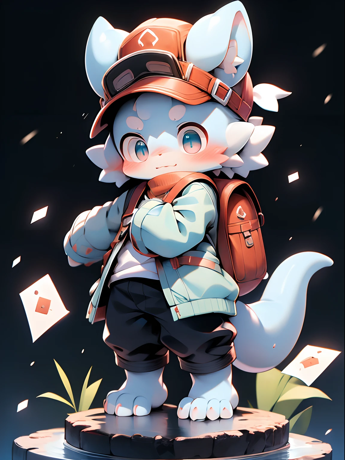 drak， Light blue scales， Q version， adolable， standing on your feet， Master masterpieces， A high resolution，8K，detailedbackground，high high quality，Libido boy，（by Dagasi：1.1），（（（独奏））），(Give a letter，satchel，Postman's cap，correspondence，Protective goggles，The barefoot：0.6)，looking at viewert，Reach out and hand it to the audience