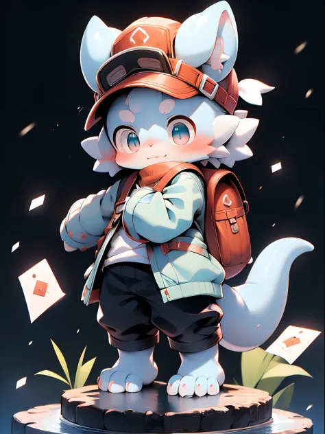 drak， Light blue scales， Q version， adolable， standing on your feet， Master masterpieces， A high resolution，8K，detailedbackground，high high quality，Libido boy，（by Dagasi：1.1），（（（独奏））），(Give a letter，satchel，Postman's cap，correspondence，Protective goggles，T...