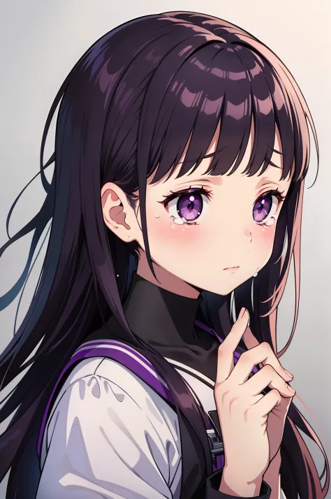 masterpiece,1girl, sad, crying, tears, purple color palette,best quality, ultra-detailed, high resolution