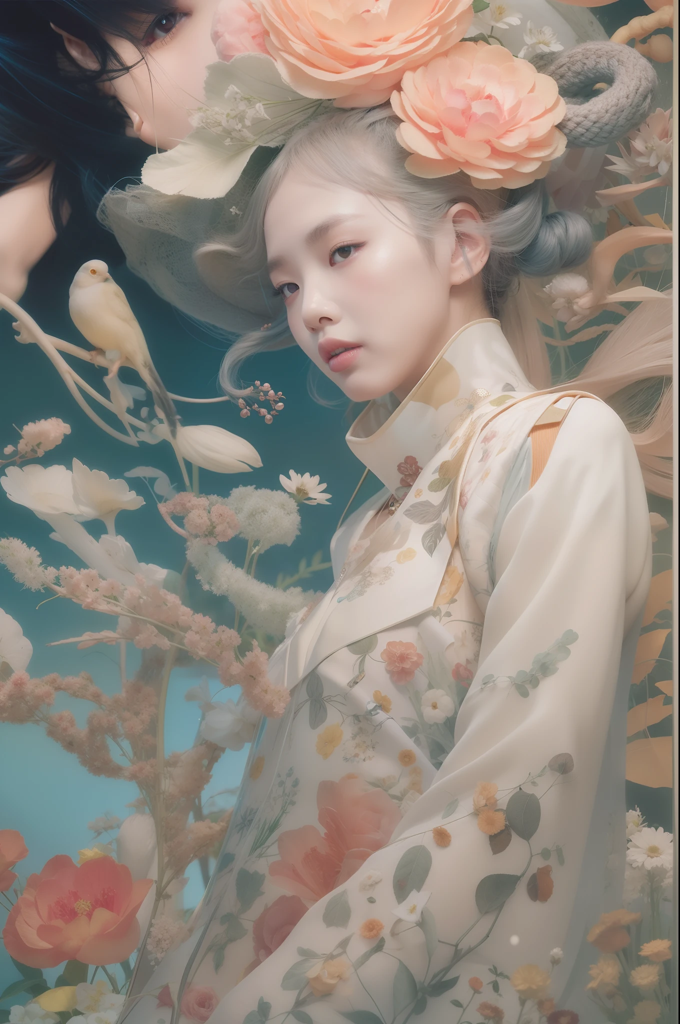 um sentimento forte, vigorosamente articulado, exploração cuidadosamente navegada da tradição e da civilização por Hsiao-Ron Cheng, james jean, Miho Hirano, Takato Yamamoto, centopéias iluminação extremamente temperamental, características faciais detalhadas, Rastreamento de raio, Fujicolor, tiro de vaqueiro, 8K, retina, Anatomicamente correto, Pele texturizada, premiado, 16k