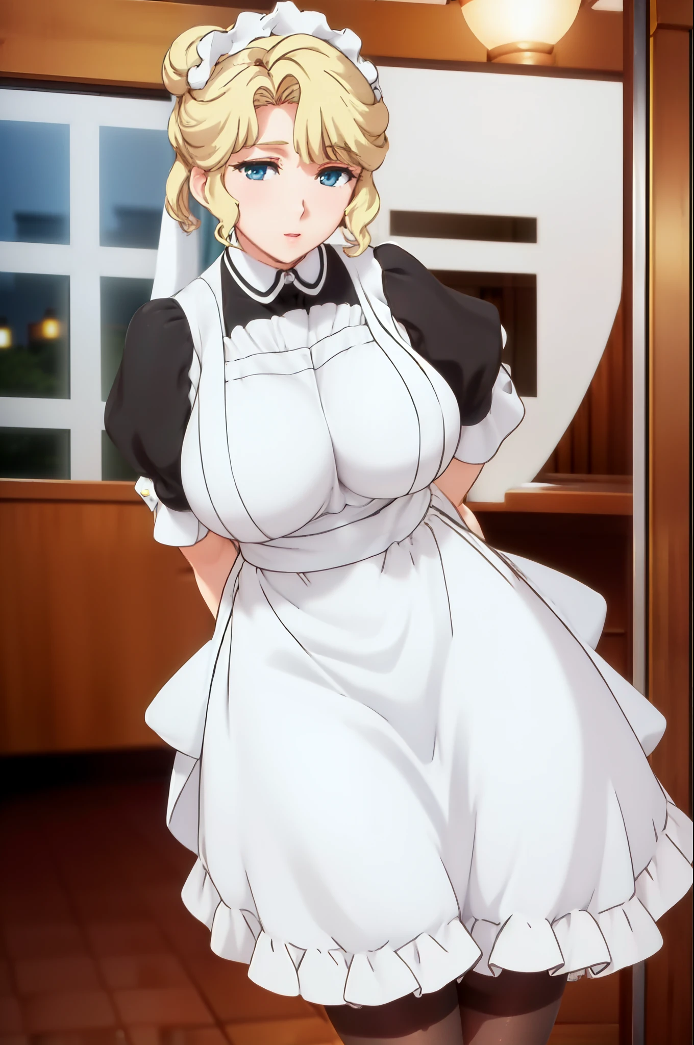 A woman in a maid outfit standing in a kitchen - SeaArt AI