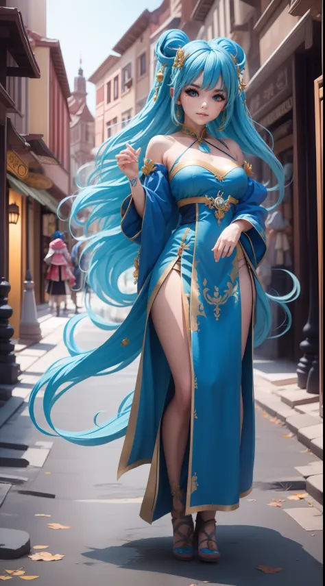 Blue-haired costume beauty