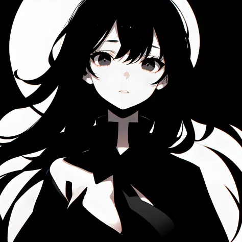 black background,high contrast,1girl,black eyes