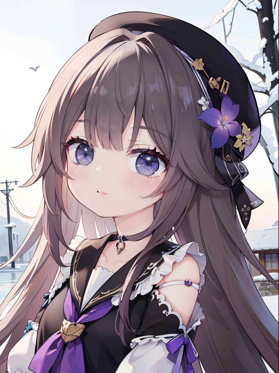 extremely detailed CG unified 8k wallpaper, very fine 8KCG wallpaper, absurderes，Lori ，Best Quality ，ultra-detailliert ，Beautiful face  ，​masterpiece、top-quality，Lori ，Best Quality ，ultra-detailliert ，Beautiful face、outside of house、Black and purple sailor suit