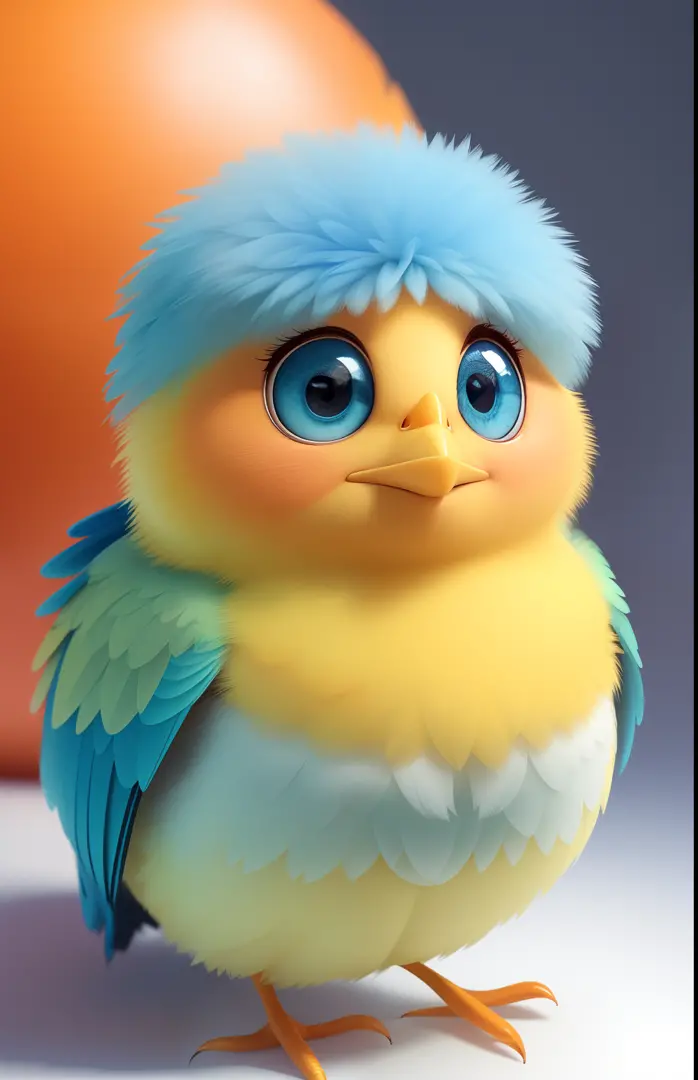 (Masterpiece), (Best Quality), (Super Detail), (Full Body: 1.2), Super Beautiful, Baby like chick, Pixar, Baby like Bird, Colored Feathers, Red Color, Blue Color, Yellow Color, Orange Color, Big Eyes Bright, fluffy, smiley, delicate and delicate, fairy tal...