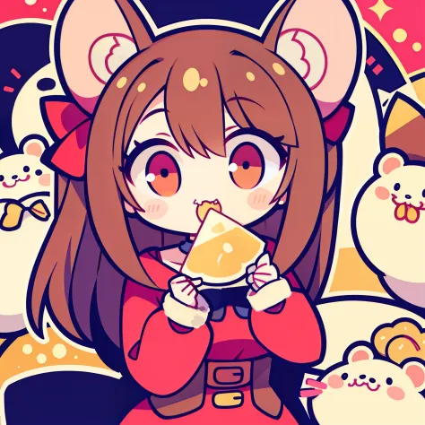 Cute lady hamster eating