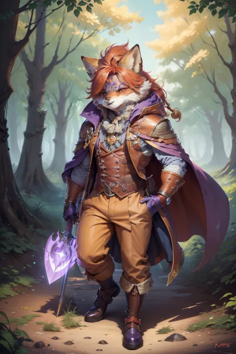 hyperdetailed painting, jean-baptiste monge style, anthropomorphic fox, musketeer, , (dynamic hair color), (fine red clothes, wi...