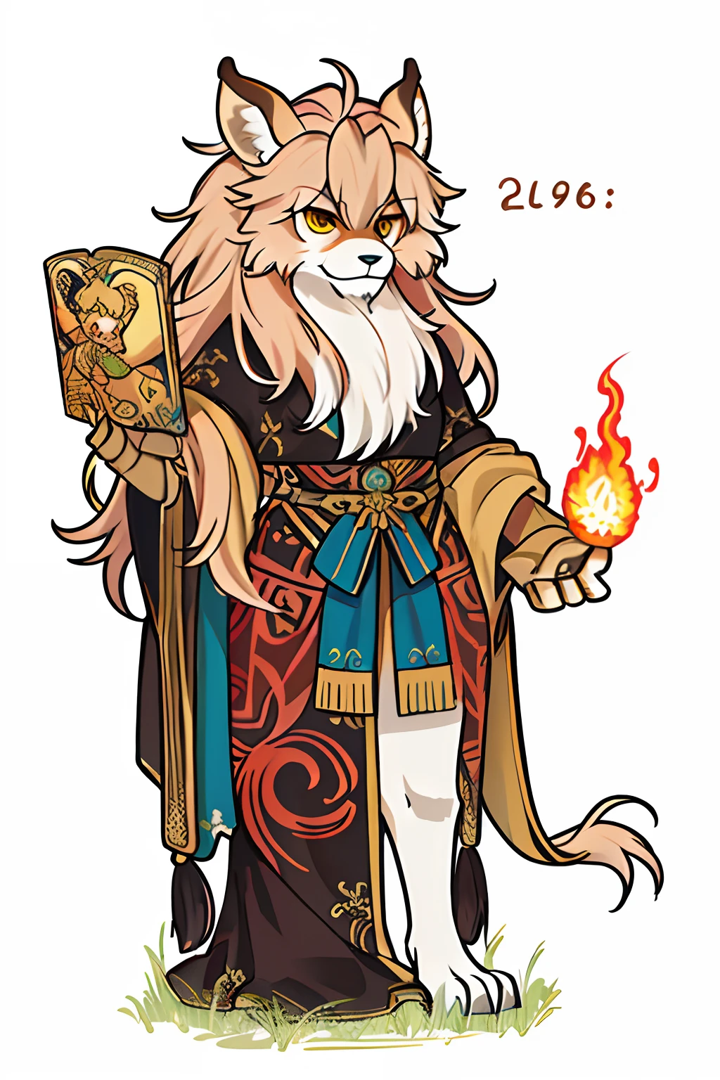 by bestiary_style, there is a cartoon picture of a lion with a fire in its mouth, gryphon, mythical creature, a mythical creature, spirit fantasy concept art, tauren, long haired humanoid fursona, avian!!! fursona, manticore, male centaur centaur chimera, a druid, but as an anthropomorphic dragon, fursona furry art commission