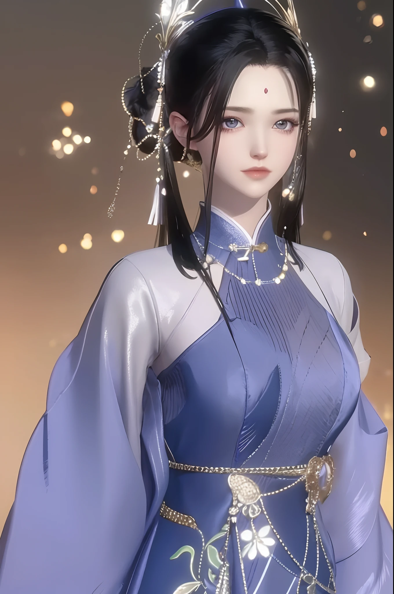 （best qualtiy，tmasterpiece：1.2），超高分辨率，realisticlying，Front lighting，Complicated details，Exquisitedetailsandtextures，（1girll），独奏，The upper part of the body，red color Hanfu，Petal pattern，Nice big eyes，Red dress，beauitful face，facing to audience，Streamers，gossamer，（年轻），Facial highlights，Detal Face，tear-mole，white skinned，Silvery hair，High ponytail，looking at viewert，largeeyes，（Openwork pattern），耳Nipple Ring，slimfigure，white backgrounid，correct hand，profesional lighting，photon maping，Radio City，physically-based renderingt