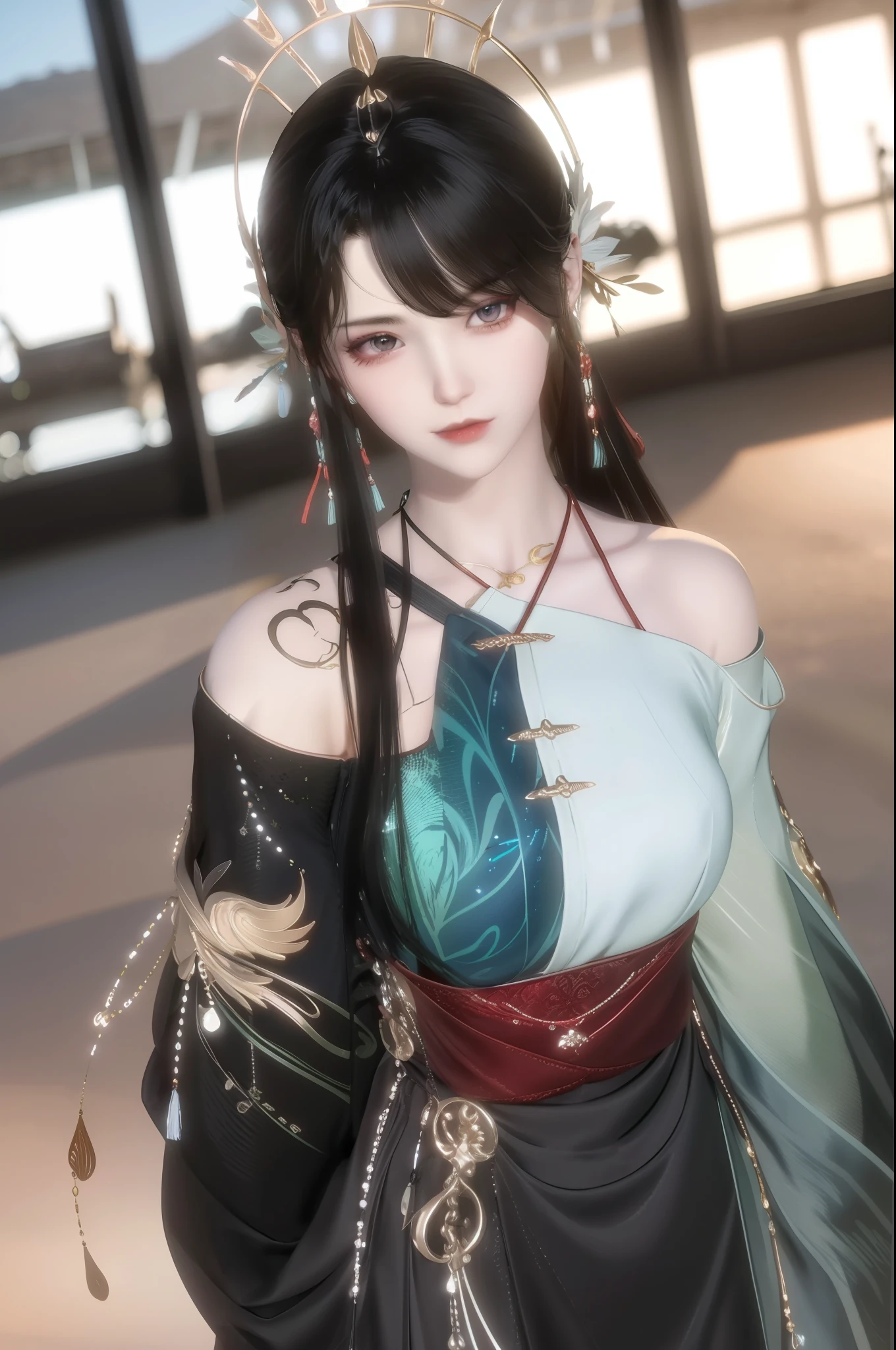 （best qualtiy，tmasterpiece：1.2），超高分辨率，realisticlying，Front lighting，Complicated details，Exquisitedetailsandtextures，（1girll），独奏，The upper part of the body，red color Hanfu，Petal pattern，Nice big eyes，Red dress，beauitful face，facing to audience，Streamers，gossamer，（年轻），Facial highlights，Detal Face，tear-mole，white skinned，Silvery hair，High ponytail，looking at viewert，largeeyes，（Openwork pattern），耳Nipple Ring，slimfigure，white backgrounid，correct hand，profesional lighting，photon maping，Radio City，physically-based renderingt