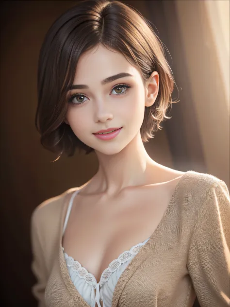 Real, Photo, {Realistic}, {incredibly_absurderes}, Bust, Transparent_Background：2.5, {Girl}, Short hair, Brown hair, Cute face, ...