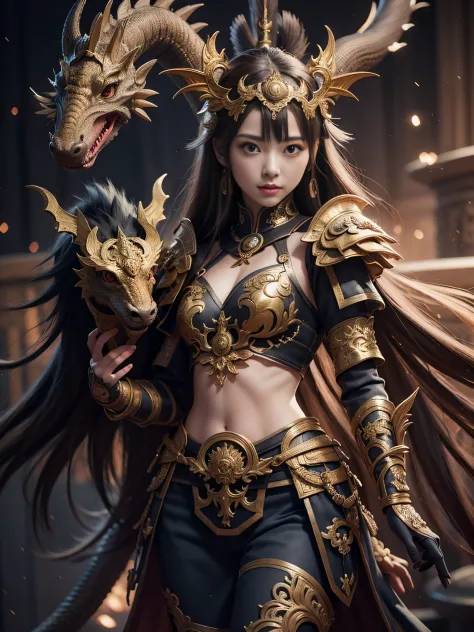 anime - a style illustration of a woman with a dragon and a sword, the dragon girl portrait, artgerm and ruan jia, ruan jia and ...