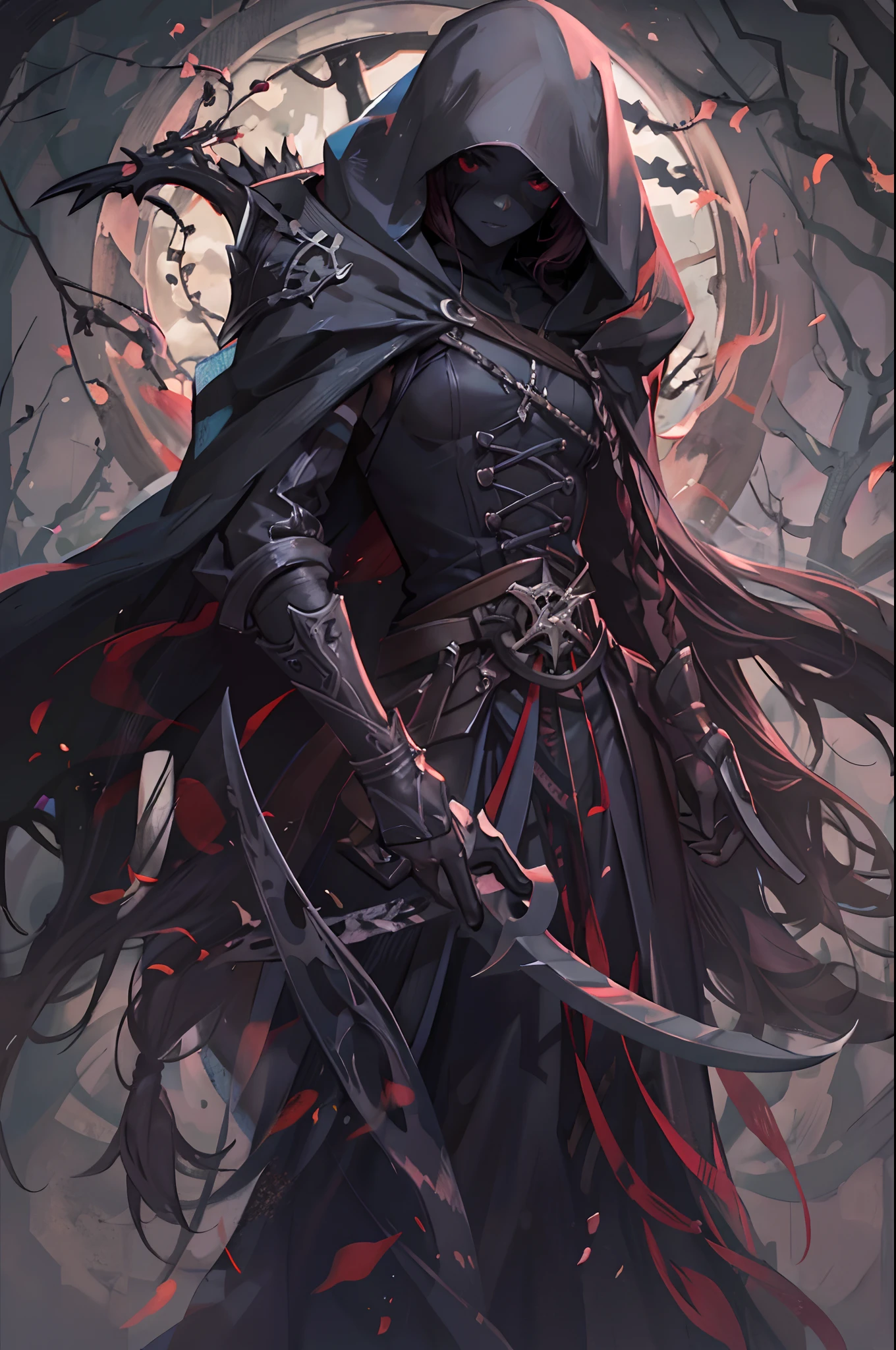 Cute hooded hooded grim reaper shrouded in dark mist,Wielding a scythe ...