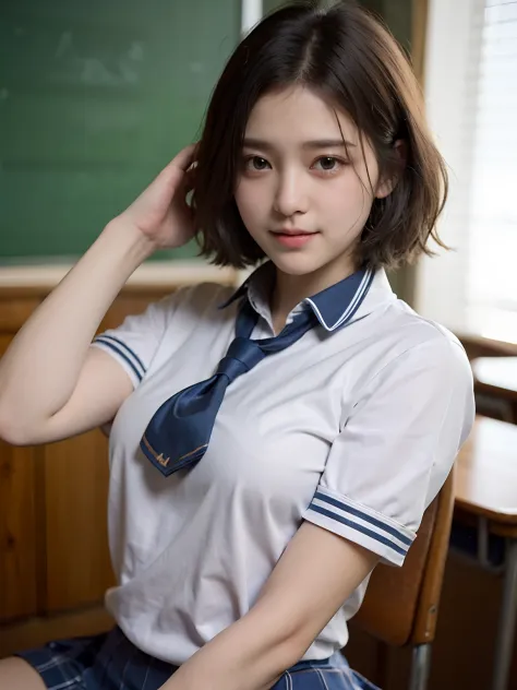 (school uniform:1.5), (photorealistic:1.4), (best quality:1.0), (ultra highres:1.0), 8k, RAW photo, (masterpiece:0.2), ultra-det...