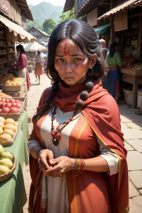 1indian Woman In Sari In The Bazaar In Delhi Carries A Basket Of