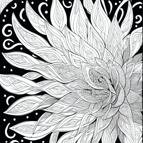 (Monochrome images：1.3)、(Gentian Coloring Book:1.3)、It features a simple、Draw with outline