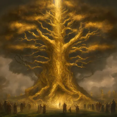 The Erdtree (Golden tree, Ōgonju) is a giant, golden tree that towers above the Lands Between. The Lands Between are blessed by the Elden Ring, which is the source of the Erdtree, that symbolizes its presence. It is the heart of the Golden Order. The bless...