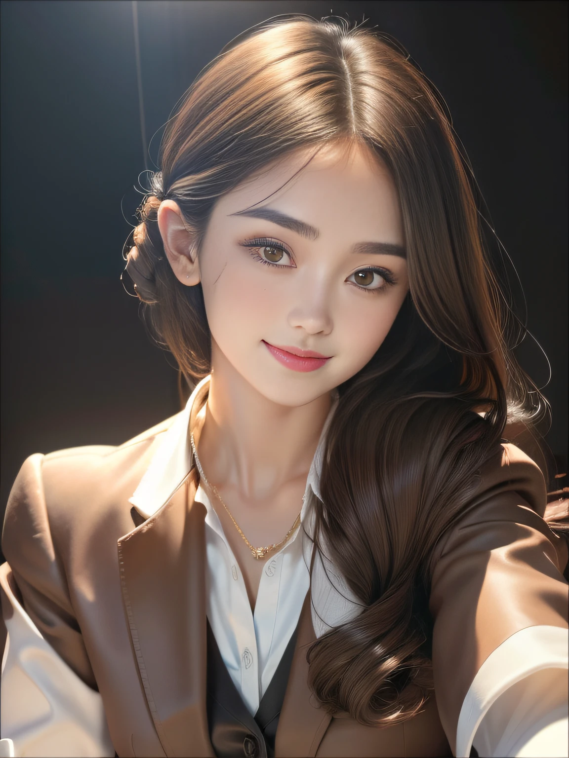 Real, Photo, {Realistic}, {incredibly_absurderes}, Bust, Transparent_Background：2.5, {Girl},ChineseGirl：1.3， Medium hair, Brown hair, Cute face, Side 1 of the face/3，Light smile, Beautiful detailed eyes, Brown eyes, Medium breasts, Wear a suit, realisticlying, Masterpiece, Best quality