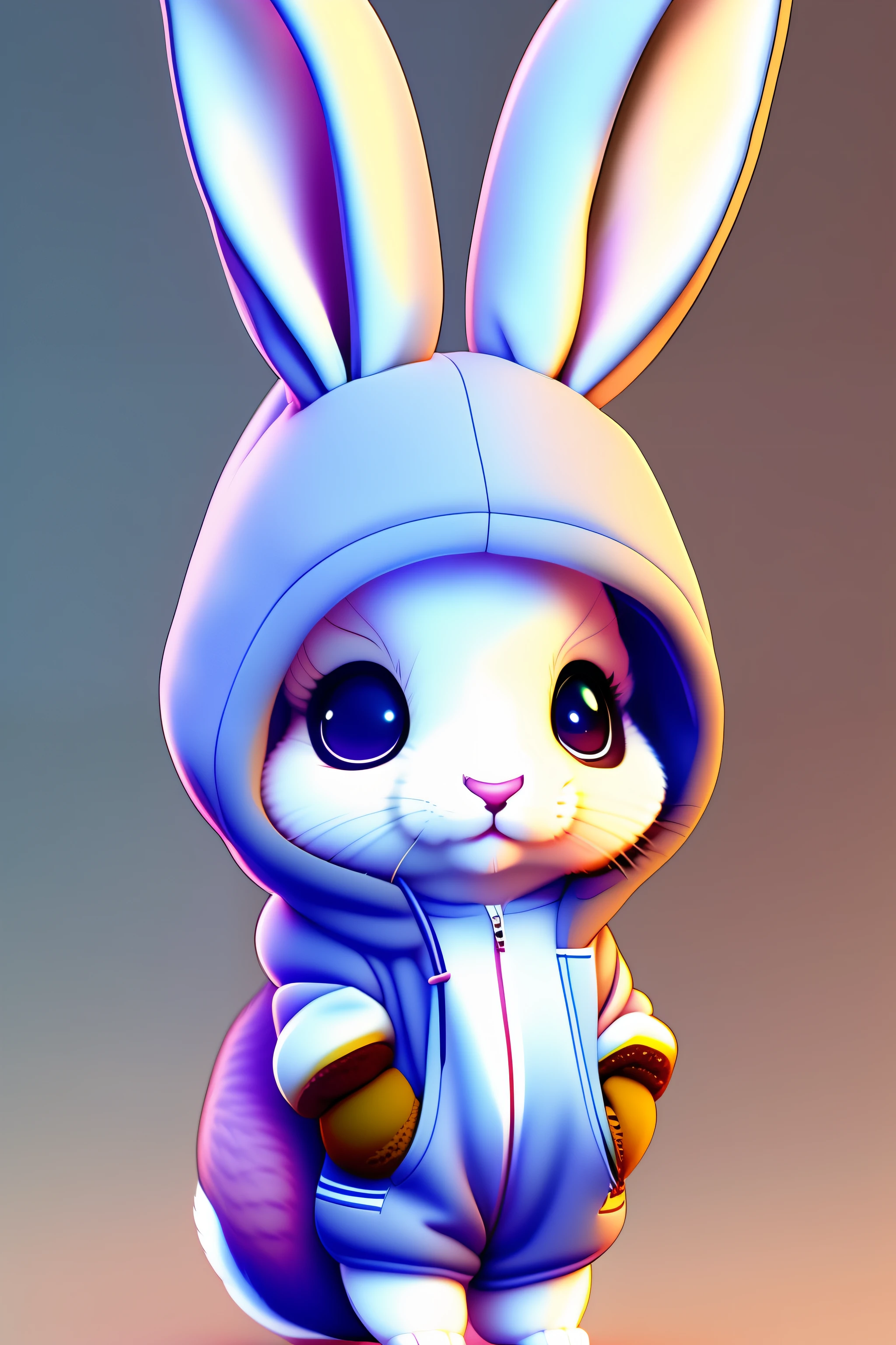 Cute and adorable cartoon anthropomorphic rabbit in delivery suit an anime nendoroid , fantasy, ears, dreamlike, surrealism, super cute, trending on artstation, furry, fur