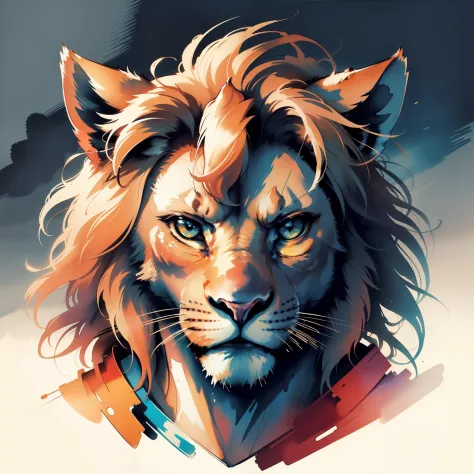 "Draw a majestic lion in watercolor style with detailed and expressive stroke."