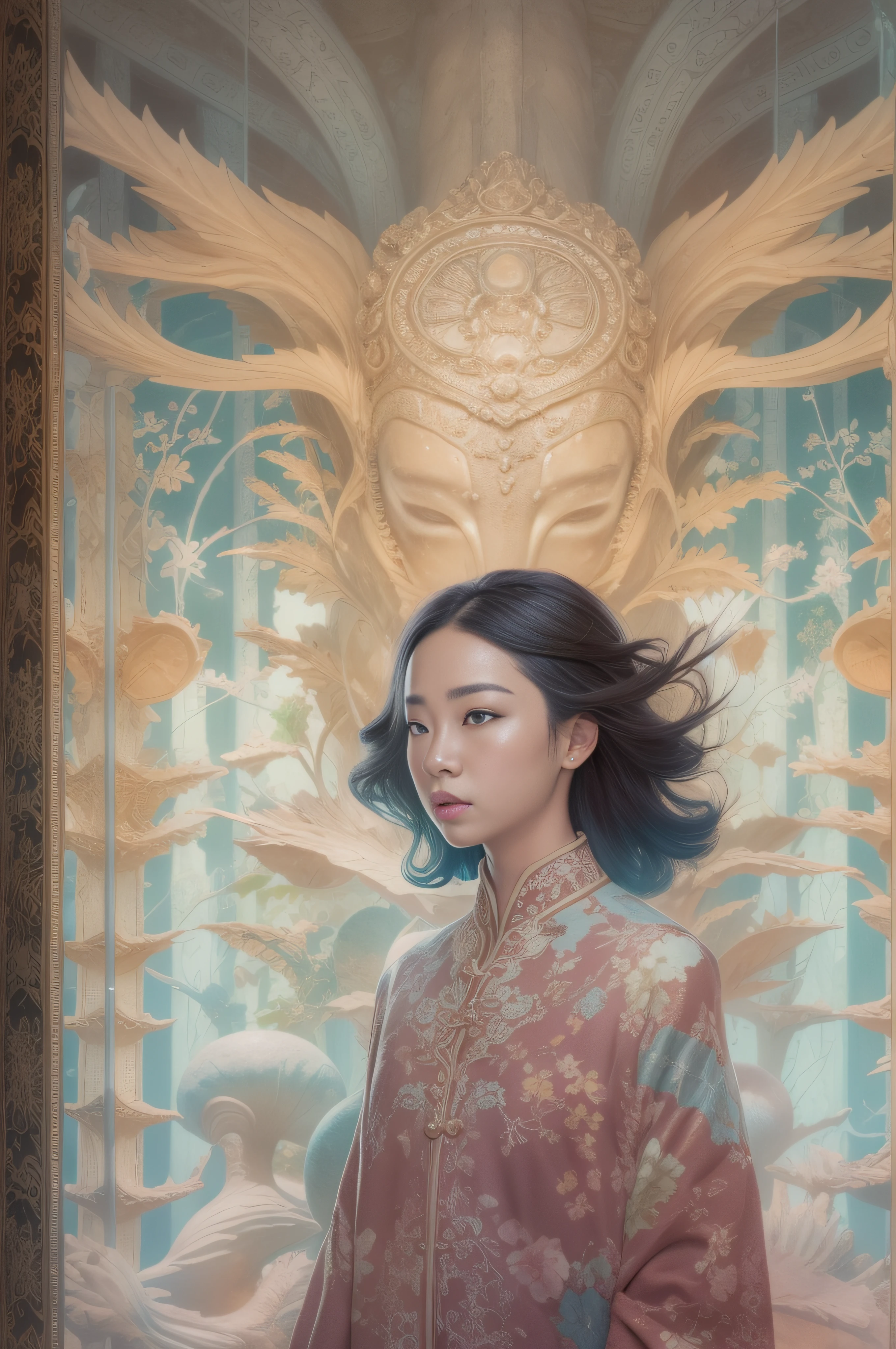 a strongly felt, Articulado vigorosamente, carefully navigated exploration of tradition and civilization by Hsiao-Ron Cheng, Tiago Jean, Miho Hirano, Takato Yamamoto, centipedes extremely moody lighting, detailed facial features, ray tracing, Fujicolor, cowboy shot, 8k, retina, anatomicamente correto, pele texturizada, Premiado, 16k