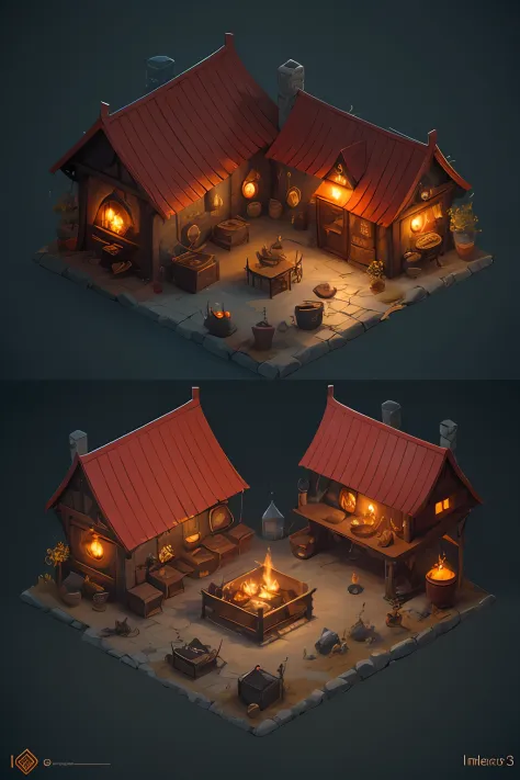 Close-up of small building, a multidimensional cozy tavern, Stylized game art, 3 d render stylized, Stylized concept art, stylized 3d render, isometric 2 d game art, Medieval Tavern, isometric game art, Isometric 3d fantasy cute house, isometric game asset