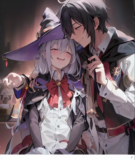 anime couple dressed in costumes and hats posing for a picture, wlop and sakimichan, guweiz, sakimichan and frank franzzeta, art...