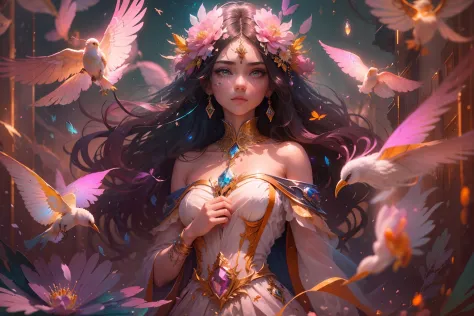 (((masterpiece))), (((best quality))), ((ultra-detailed)),(highly detailed CG illustration), ((an extremely delicate and beautiful)),cinematic light, Create a stunning fantasy artwork that mimics the style of currently trending masters of the genre. The ar...