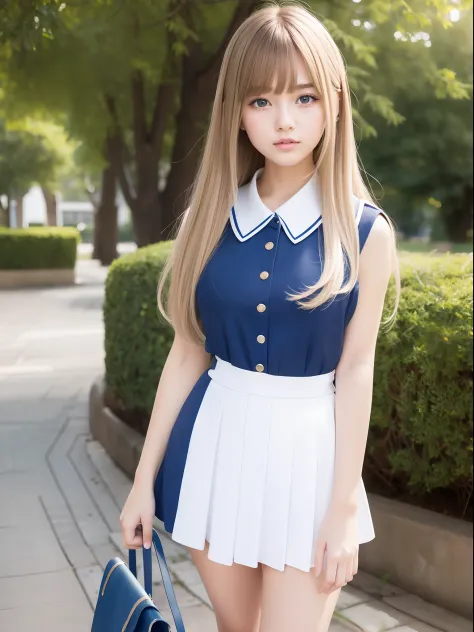 plein air、swaying bangs、ultimate beauty girl、care for bangs、poneytail、hair care、very beautiful 18 year old cute girl、a miniskirt...