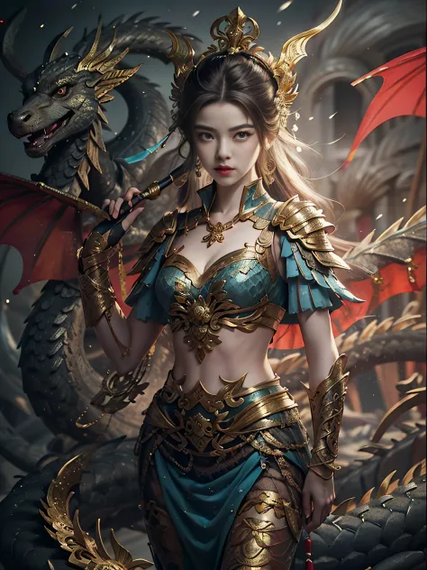 anime - a style illustration of a woman with a dragon and a sword, the dragon girl portrait, artgerm and ruan jia, ruan jia and ...