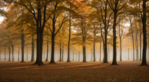 Fontainebleau, forest, Autumn dawn, Colorful leaves