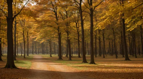 Fontainebleau, forest, Autumn dawn, Colorful leaves