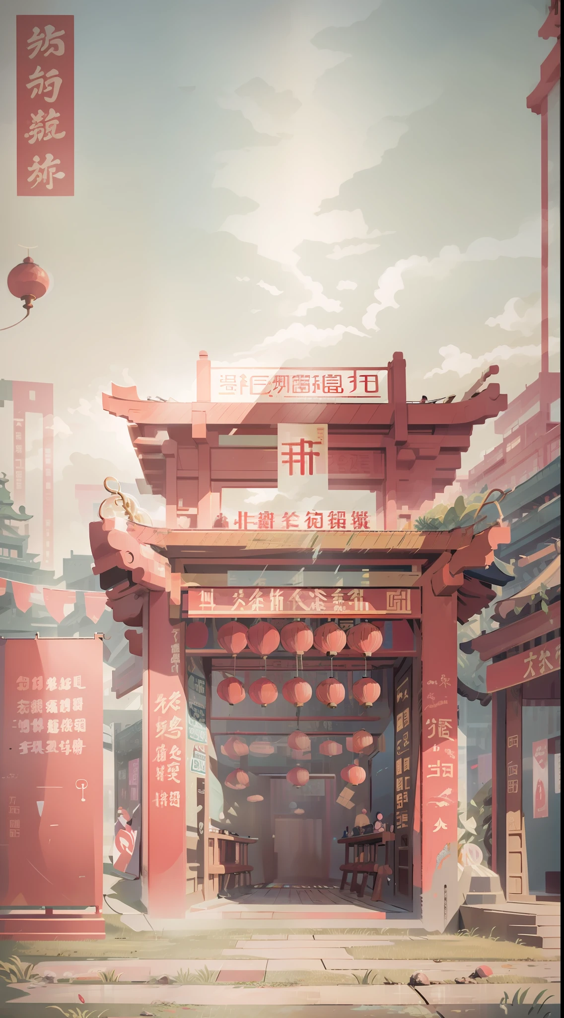 Affiche Nanchang Tengwang pavillon chine ville illustration haute qualité