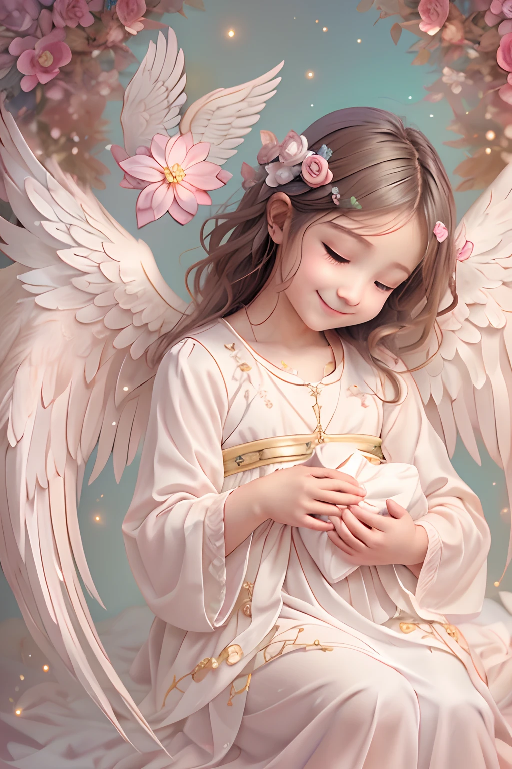 Blessings of Angels､Bright background、heart mark、tenderness､A smile、Gentle､Baby Angel、pastels