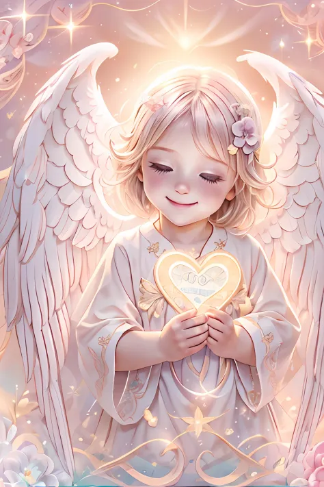 Blessings of Angels､Bright background、heart mark、tenderness､A smile、Gentle､Baby Angel、pastels