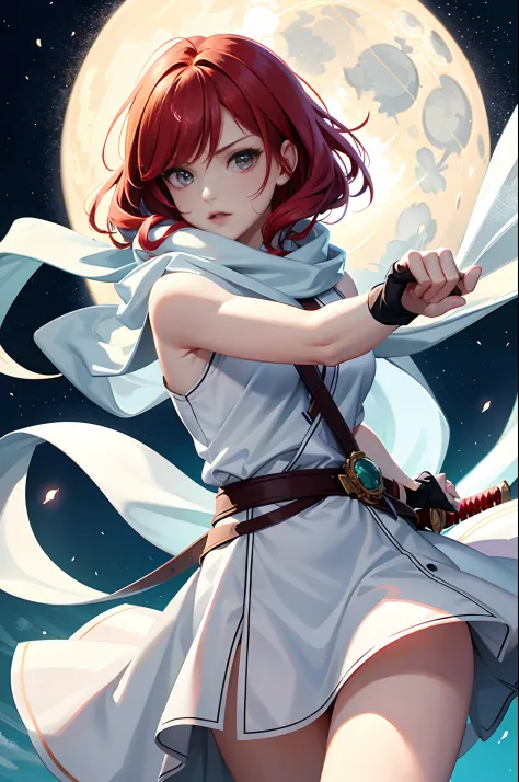 Girl with red hair and green eyes, She is known for her excellent fighting skills with ice magic. She wears white clothes, Like ...