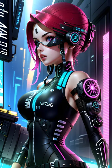 tmasterpiece，best qualtiy，1girl，Upper body cyberpunk，3D，sci-fy