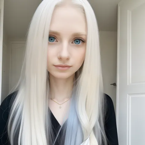 a close up of a person with long blonde hair and blue eyes, standing, full body, with white long hair, with long white hair, per...