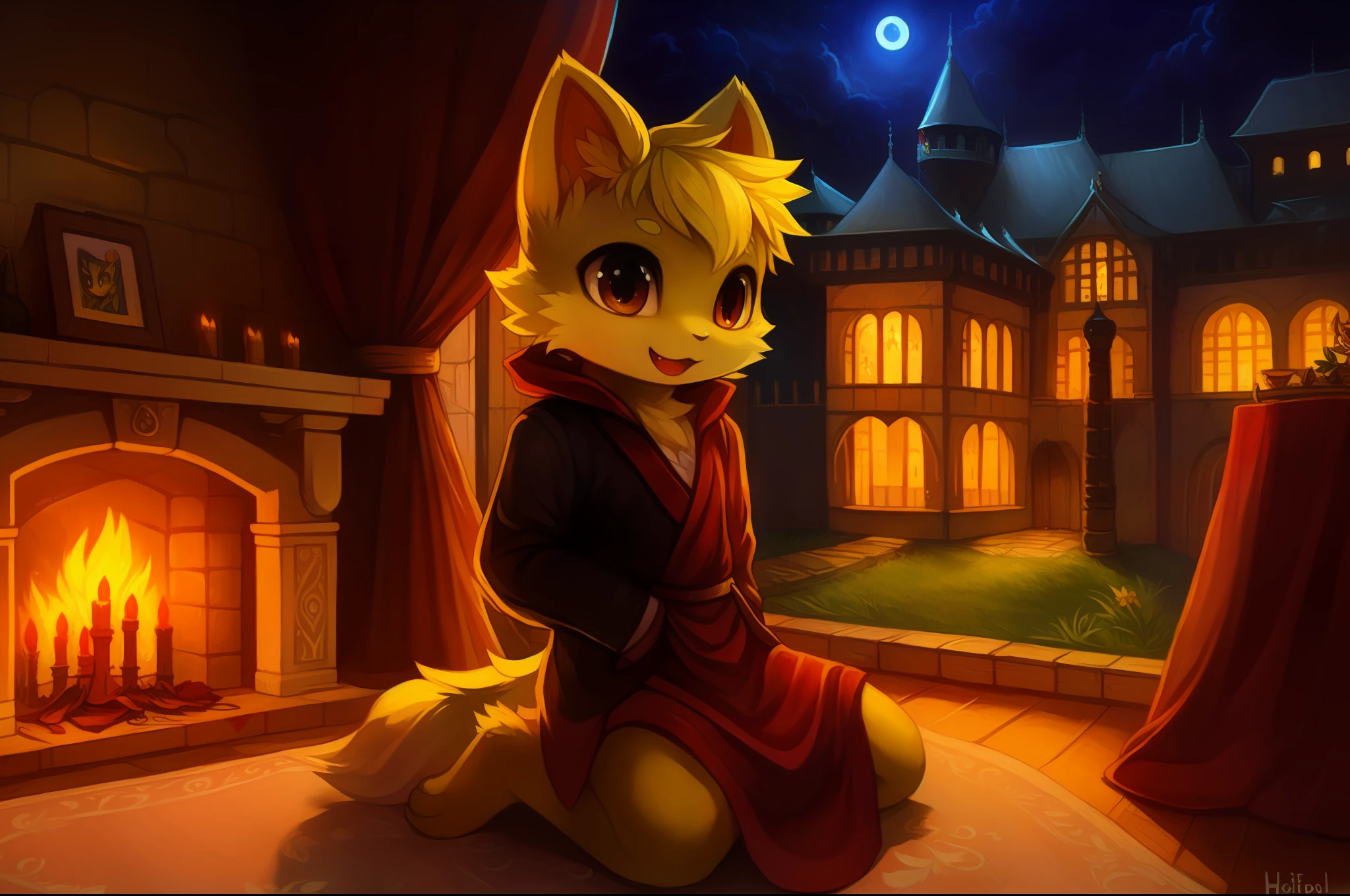 by haychel, by kekitopu, (by revous), masterpiece, 2boys, high quality, inside castle, bedroom, night, anime, game cg, small kid, execution, kneeling, blood