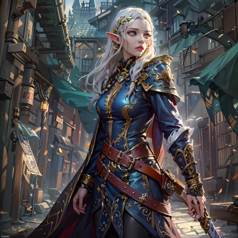 arafed a picture of a female elf (intense details, Masterpiece, best quality: 1.5) fantasy swashbuckler, fantasy fencer, armed w...