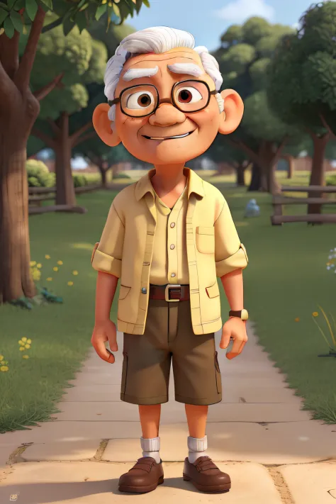 Design a 3D cartoon character of an elderly Malaysian man who embodies the spirit of a kind and gentle grandfather. Create him wearing simple and traditional clothing that reflects his village roots. Focus on crafting a character with a warm and endearing ...