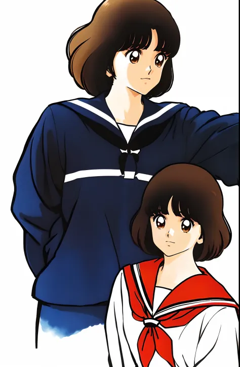 Anime characters of women and men in sailor costumes, in the art style of 8 0 s anime, 1980's anime style, 8 0 s anime art style, 9 0 s anime art style, 80s anime ova style, style in ghibli anime, an retro anime image, 6 0 s anime art, 9 0 s anime style