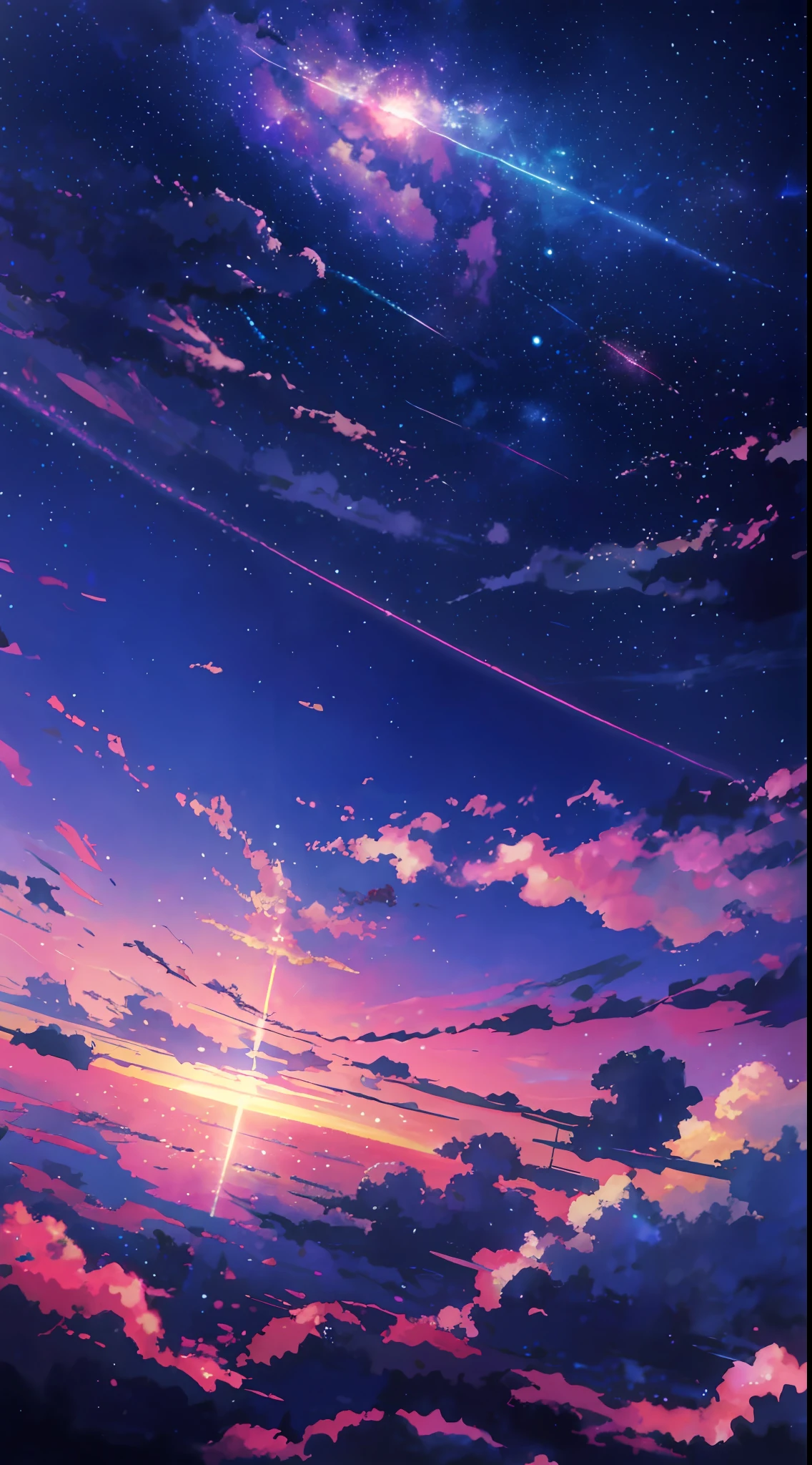 anime - style scene of a beautiful sky with a star and a planet, cosmic skies. by makoto shinkai, anime art wallpaper 4k, anime art wallpaper 4 k, anime art wallpaper 8 k, anime wallpaper 4k, anime wallpaper 4 k, 4k anime wallpaper, anime sky, amazing wallpaper, anime background, heaven planet in background, anime background art