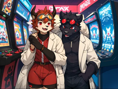 trending on pixiv, (masterpiece), (anime), (male_only) (furry), (couple picture), (2characters: a {black fur panther with red ey...