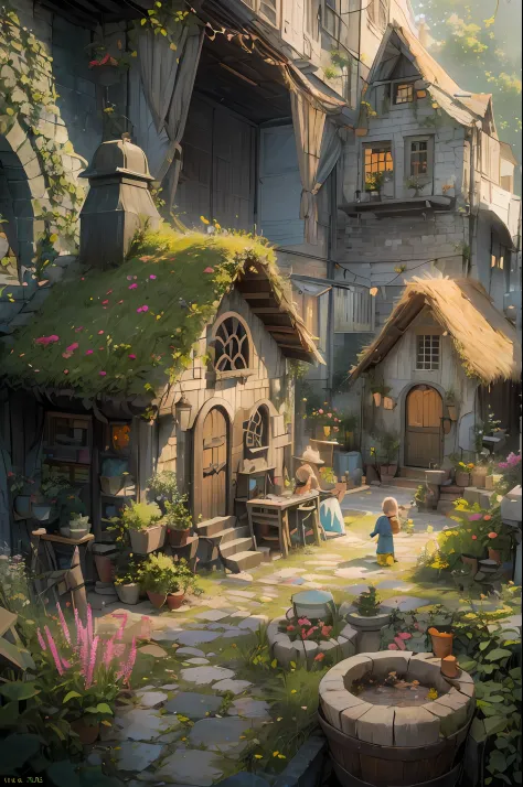 Background////A small Hobbit village. They live in houses that blend in with the soil and vegetation. Character //(Hobbit childr...