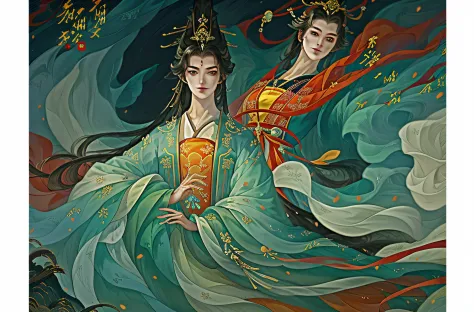 ancient wind，  long whitr hair， ， brunette color hair， sat down， hair adornments， chinese clothes， longer sleeves， shift dresses...