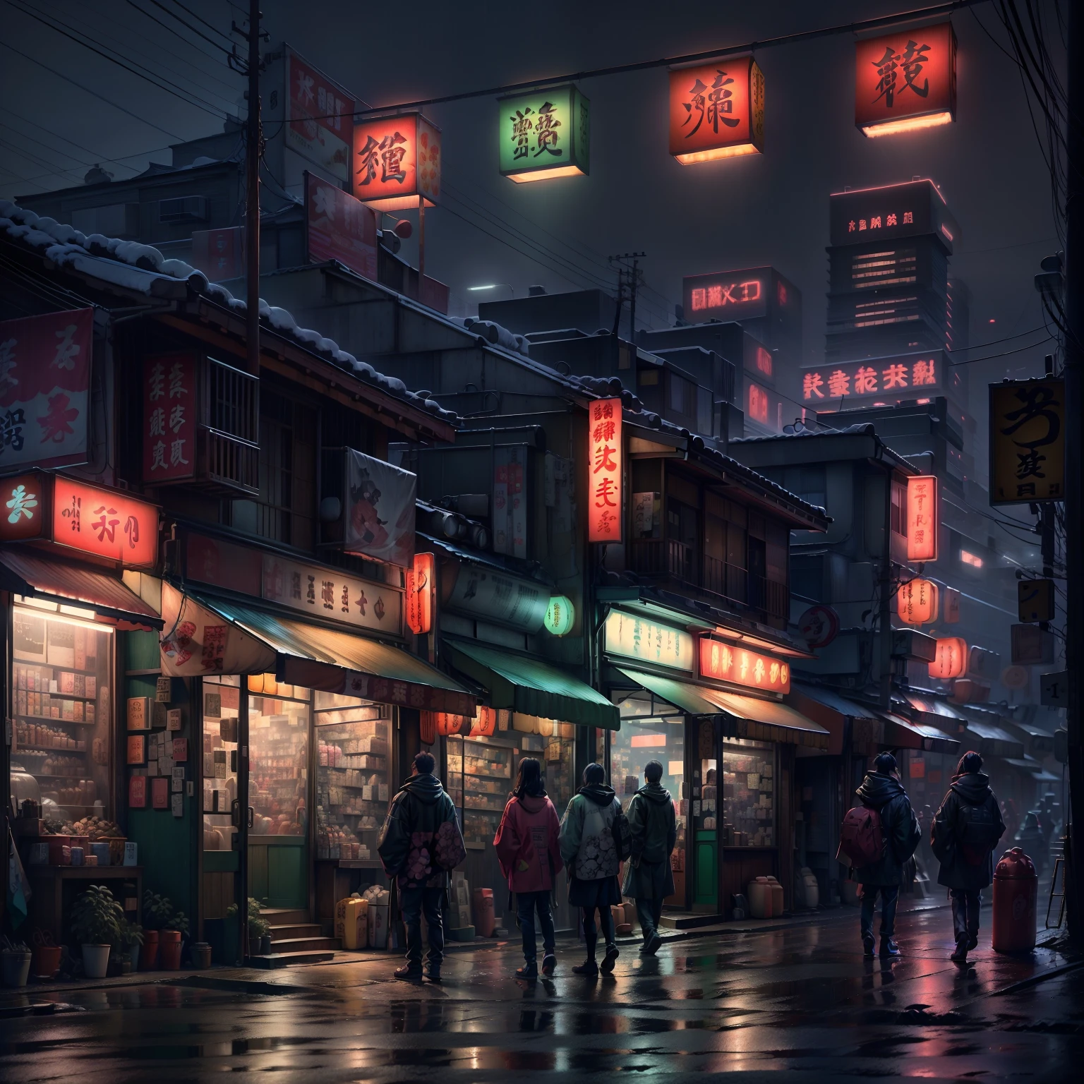 Neon Street,  Japanese luxury households, at Midnight