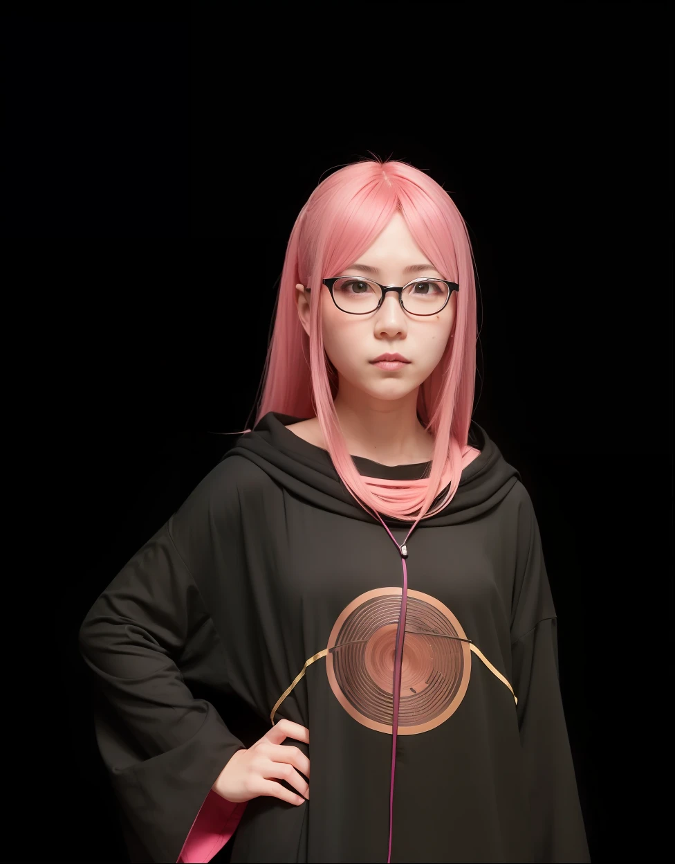 Arafed woman with pink hair and glasses posing for a picture - SeaArt AI